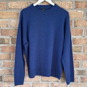 J Crew blue merino wool crew neck sweater, size L